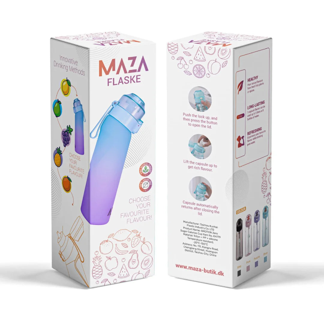 🧊 MAZA™ Smagsflaske – Drik mere vand med din yndlingssmag!
